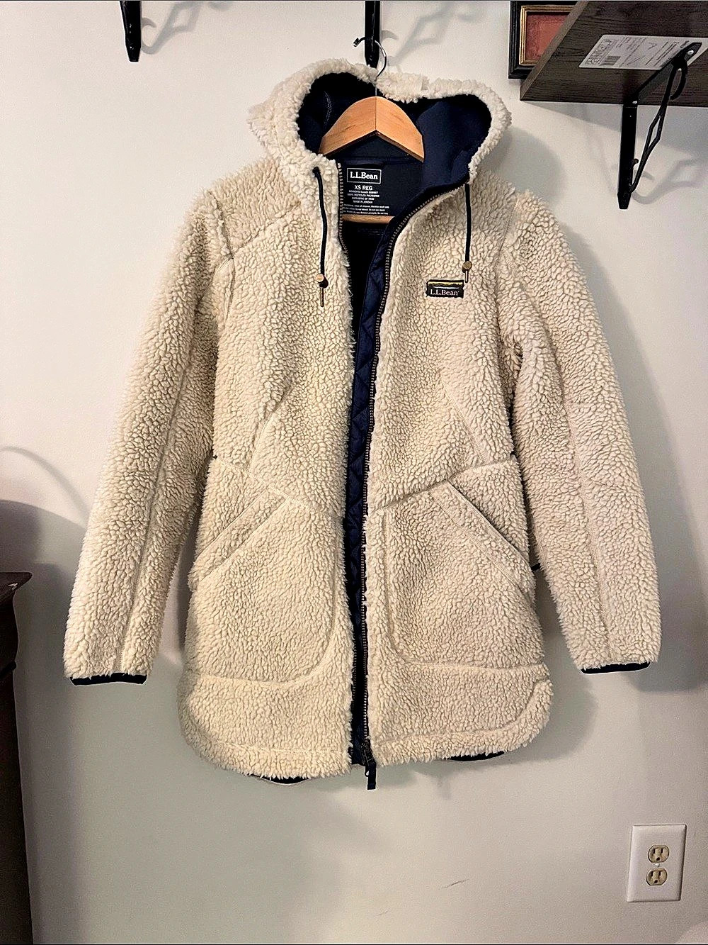 L.L.Bean Women's Mountain Pile Fleece Coat Cream XS